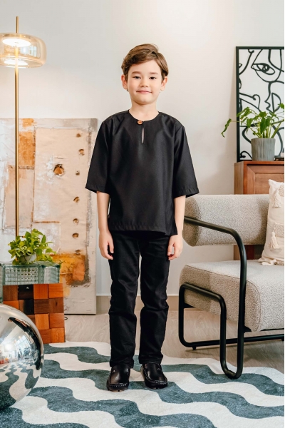 TUSCA KIDS | Alexander Kids Classic Kurta in Black TUSCA KIDS | Alexander Kids Classic Kurta in Black